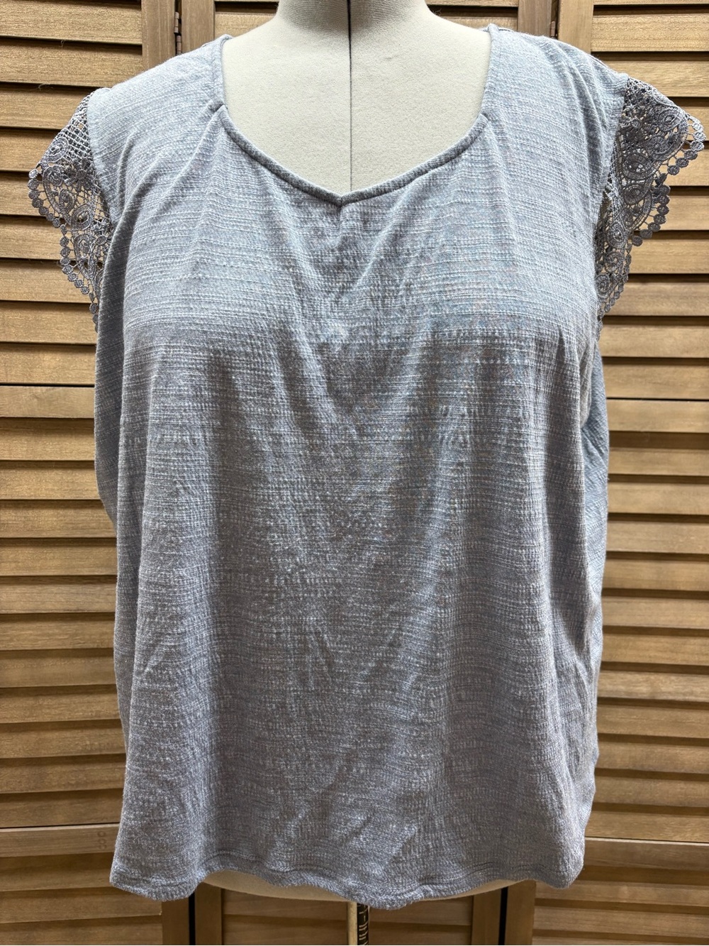 Scarlett Gray Lace Cap Sleeve Tank Top